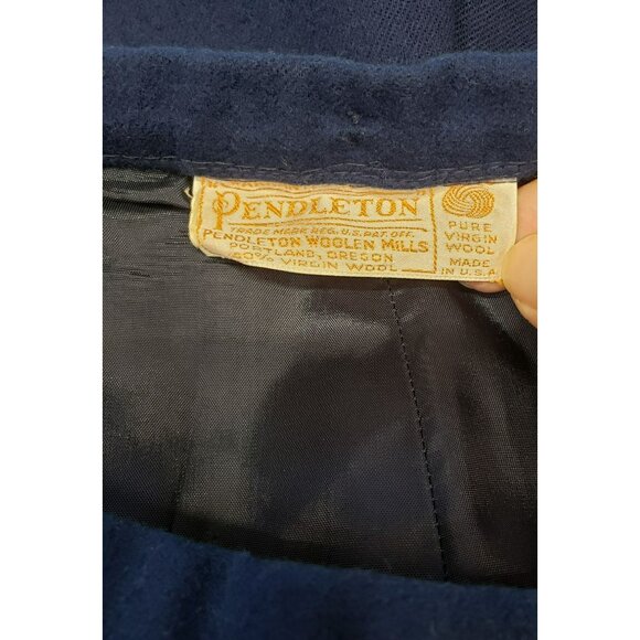 Vintage Pendleton Wool High-Waisted Trousers, Navy Blue, 32" waist, front zip - Picture 4 of 6